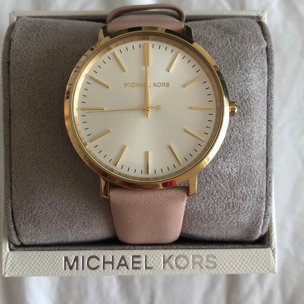 Michael Kors Pink/Gold Jaryn Leather Watch